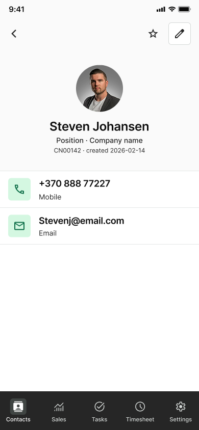 Contact view (mobile)