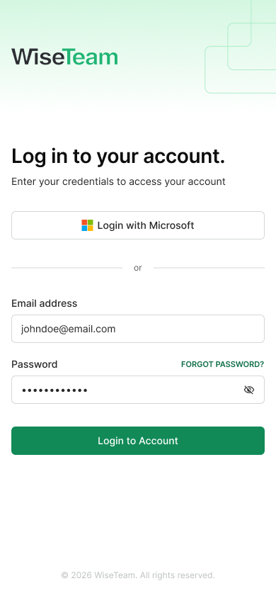Login Screen 1 (mobile)