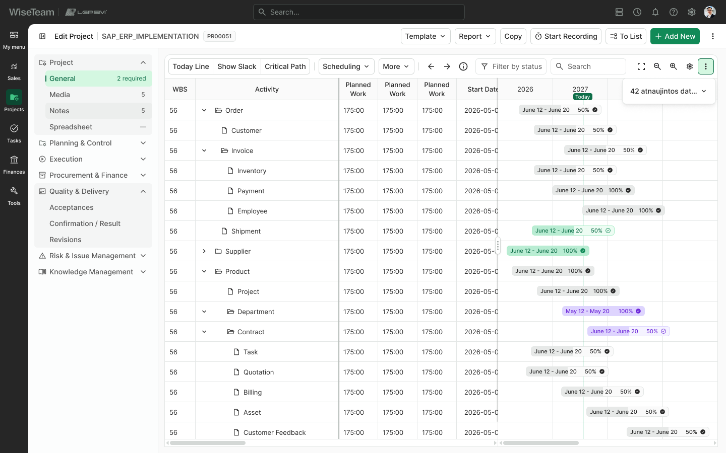 Gantt (sidebar expanded)